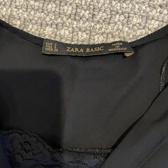 Zara Basic Sleeveless Blouse Womens Small  Black Lace Witchy Whimsigoth S Layer - Picture 2 of 7